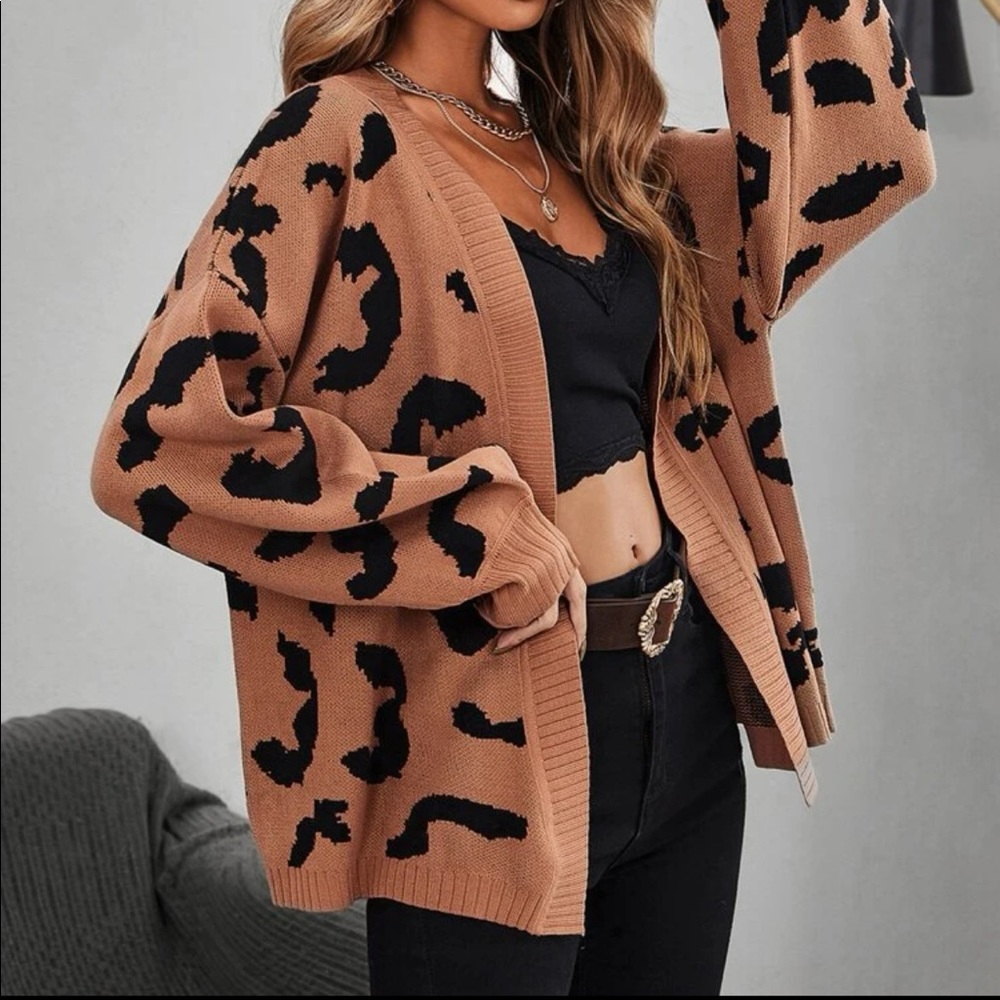 Boho leopard print open front cardigan - Picture 4 of 6